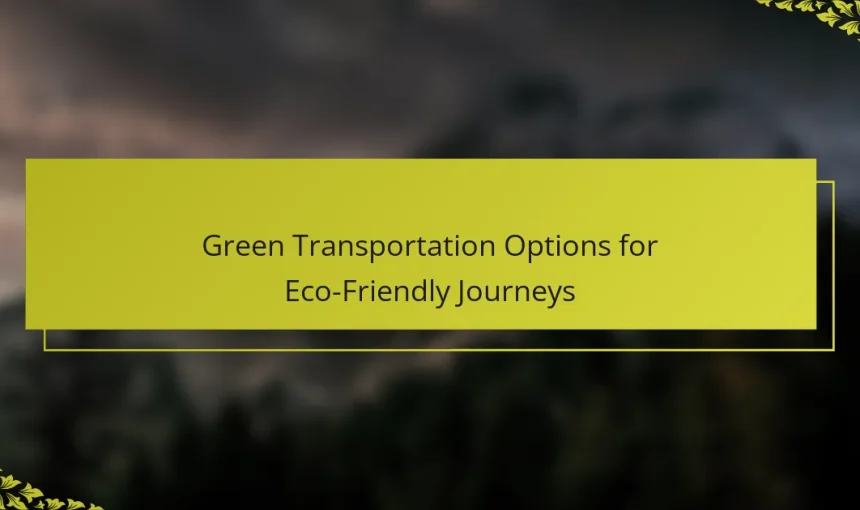 Green Transportation Options for Eco-Friendly Journeys