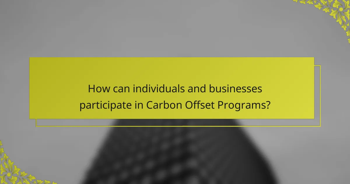 How can individuals and businesses participate in Carbon Offset Programs?