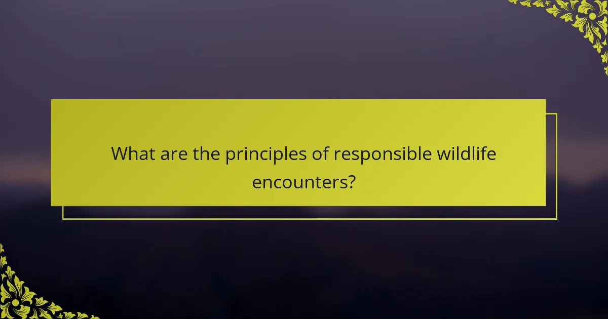 What are the principles of responsible wildlife encounters?