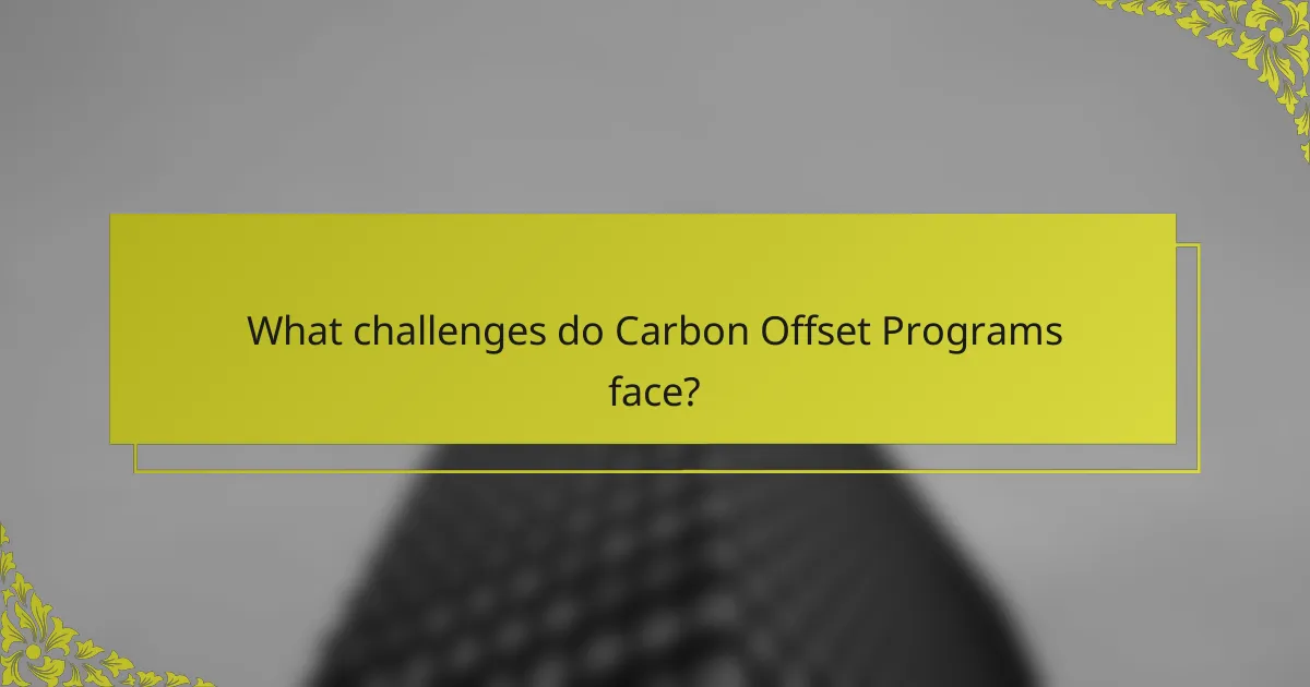 What challenges do Carbon Offset Programs face?